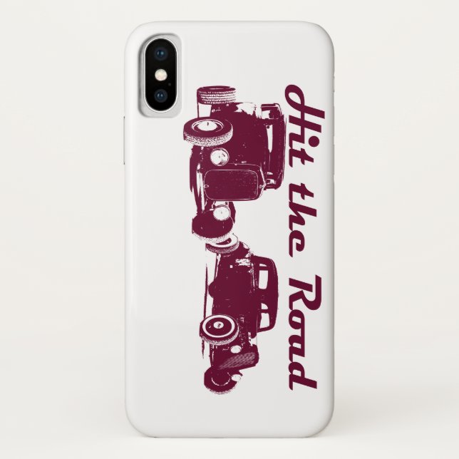 Hit the Road - Hot Rods. Flat burgundy version. Case-Mate iPhone Case (Back)