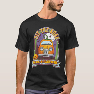 Hit The Road Jack O Lantern Halloween Pumpkin Retr T-Shirt