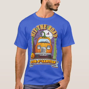 Hit The Road Jack O Lantern Halloween Pumpkin Retr T-Shirt