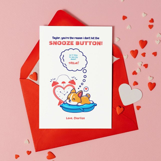 Hit The Snooze Button Valentine's Card (Show your partner you love them in a humorous way with this fun Valentine's Day Card)