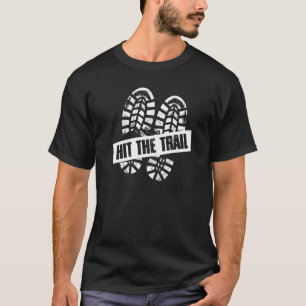 Hit The Trail Fun Hiking Boot Prints Adventure T-Shirt