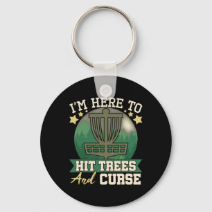 Hit Trees And Curse - Disc Golf Player Flying Disc Key Ring