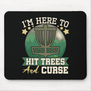 Hit Trees And Curse - Disc Golf Player Flying Disc Mouse Pad