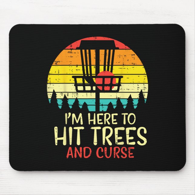 Hit Trees And Curse Sunset Retro Disc Golf Frisbee Mouse Pad (Front)