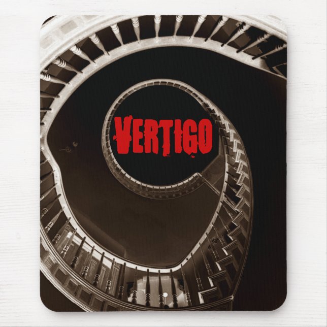 Hitchcock-esque Vertigo Dark Circular Stairwell Mouse Pad (Front)