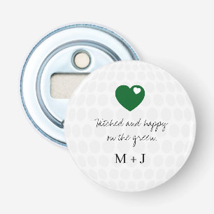 'Hitched and Happy on the Green' Golf Wedding Bottle Opener