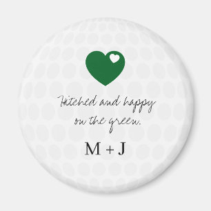 'Hitched and Happy on the Green' Golf Wedding  Magnet