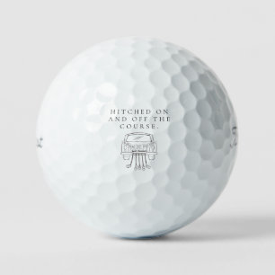 'Hitched On And Off The Course' Wedding Favour Golf Balls