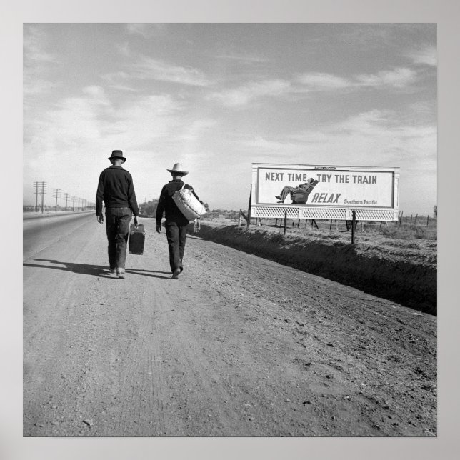 Hitchhikers Outside Los Angeles, 1937. Vintage Poster (Front)