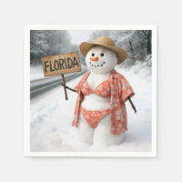 Hitchhiking Lady Snowman With Florida Sign