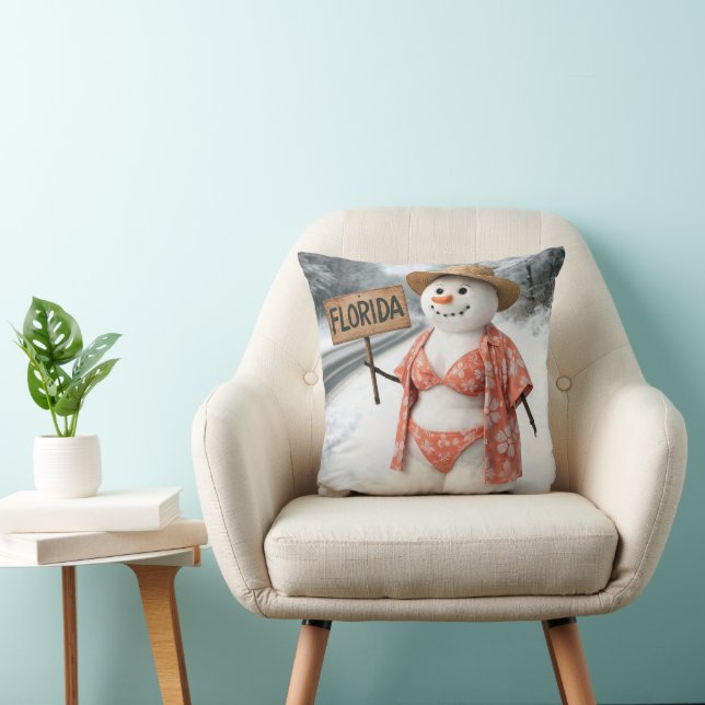 Hitchhiking Snow Lady With Florida Sign Cushion (Chair)