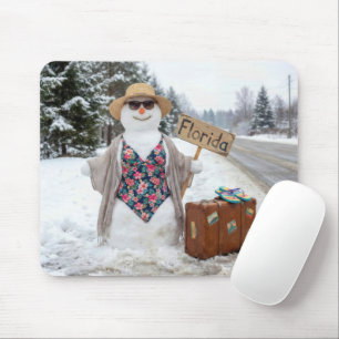 Hitchhiking Snow Woman with Florida Sign Mouse Pad