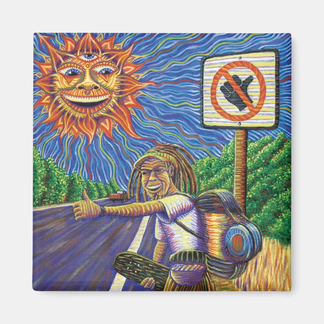 Hitchiking Hobo  Magnet (Front)