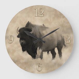 Hitching a Ride - Bison-lover's Design Large Clock
