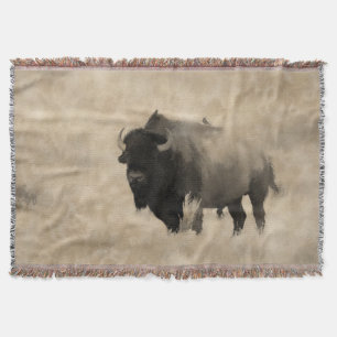Hitching a Ride - Bison-lover's Design Throw Blanket