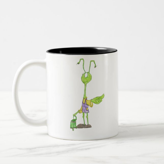 Hitching Grasshopper Two-Tone Coffee Mug (Left)