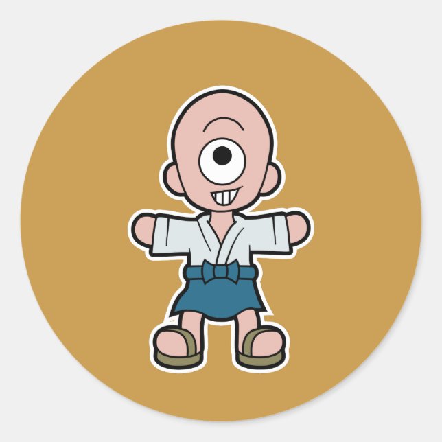 Hitotsume-kozo, the Japanese Cyclops Yokai Classic Round Sticker (Front)