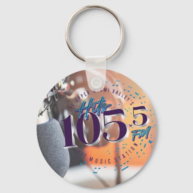 Hits 105.5 FM Round Keychain (Front)
