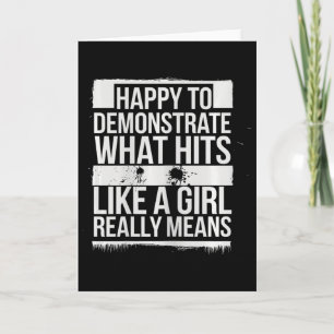 Hits Like A Girl Karate Power Message Card