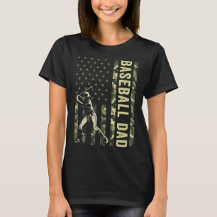 Hitter Baseball Men Camo American Flag Baseball D T-Shirt