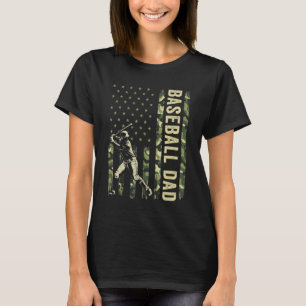 Hitter Baseball  Men Camo American Flag Baseball D T-Shirt