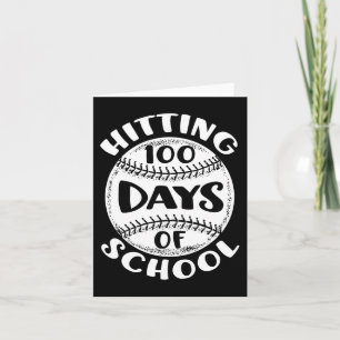 Hitting 100 Days Of School Baseball Player Teacher Card