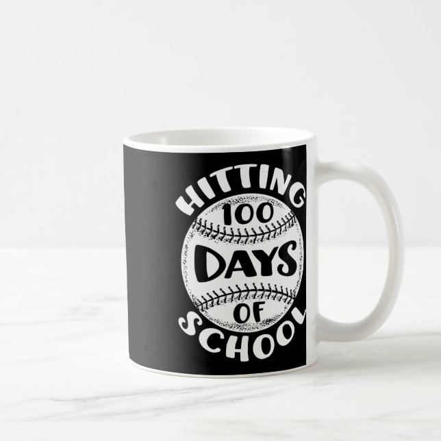 Hitting 100 Days Of School Baseball Player Teacher Coffee Mug (Right)