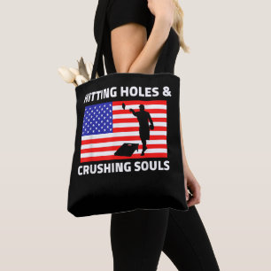 Hitting Holes Crushing Souls USA Cornhole Tote Bag