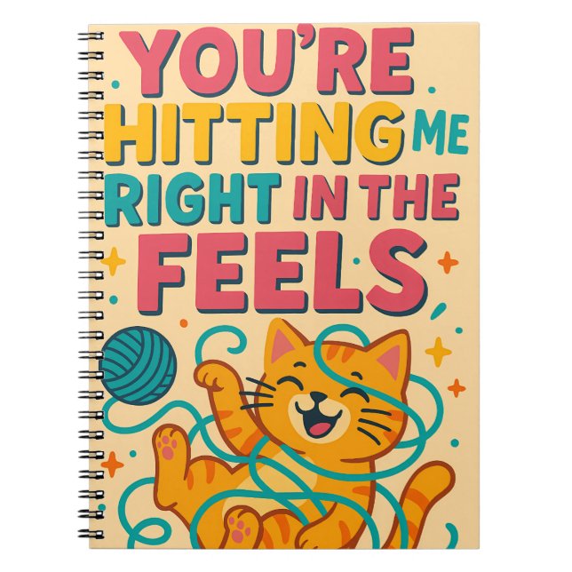 Hitting Me in the Feels Cat Notebook (Front)