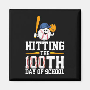 Hitting The 100th Day Of School Baseball Lover Kid Magnet