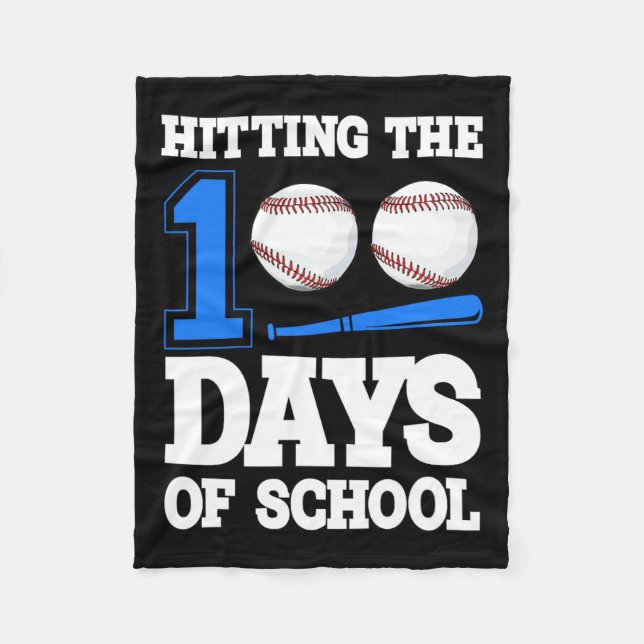 Hitting The 100th School Baseball Bat Student Teac Fleece Blanket (Front)