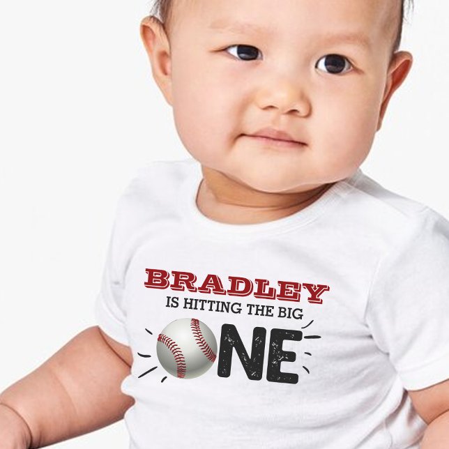 Hitting The Big One | Baseball 1st Birthday Baby T-Shirt (Creator Uploaded)