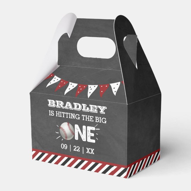 Hitting The Big One | Baseball 1st Birthday Favour Box (Front Side)