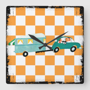 Hitting the Open Road 1 Square Wall Clock