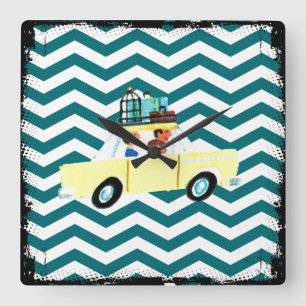 Hitting the Open Road 2 Square Wall Clock