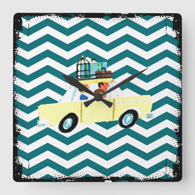 Hitting the Open Road 2 Square Wall Clock (Front)