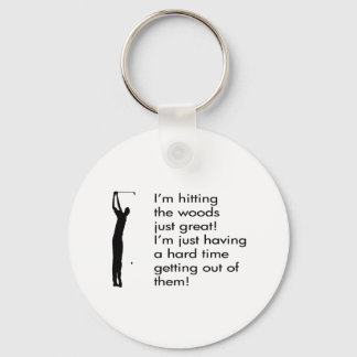 Hitting The Woods Golf Design Key Ring