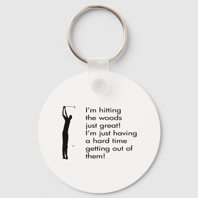 Hitting The Woods Golf Design Key Ring (Front)