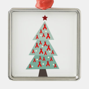 HIV Aids Awareness Christmas Tree Metal Ornament