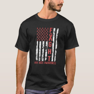 HIV AIDS Awareness December Month USA Flag Ribbon T-Shirt