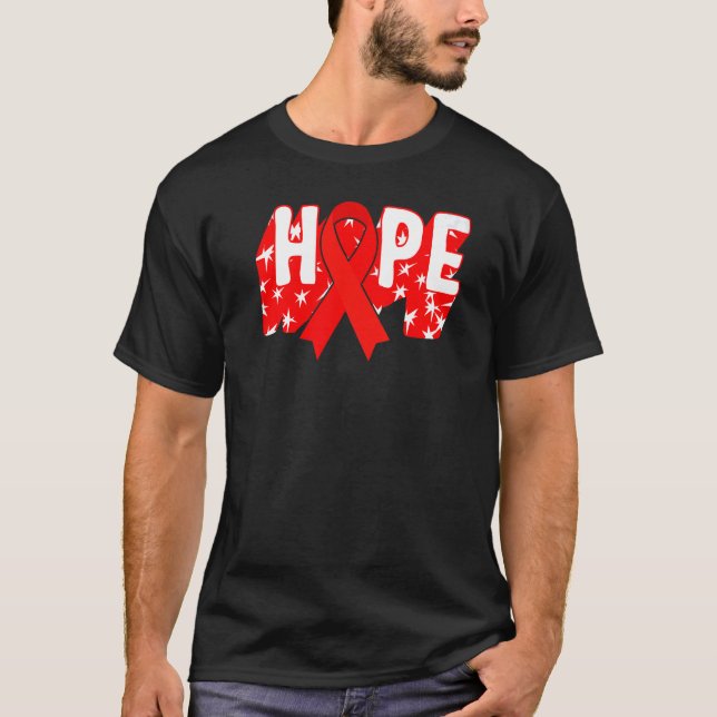 Hiv Aids Awareness Month Hope Red Ribbon Warrior S T-Shirt (Front)