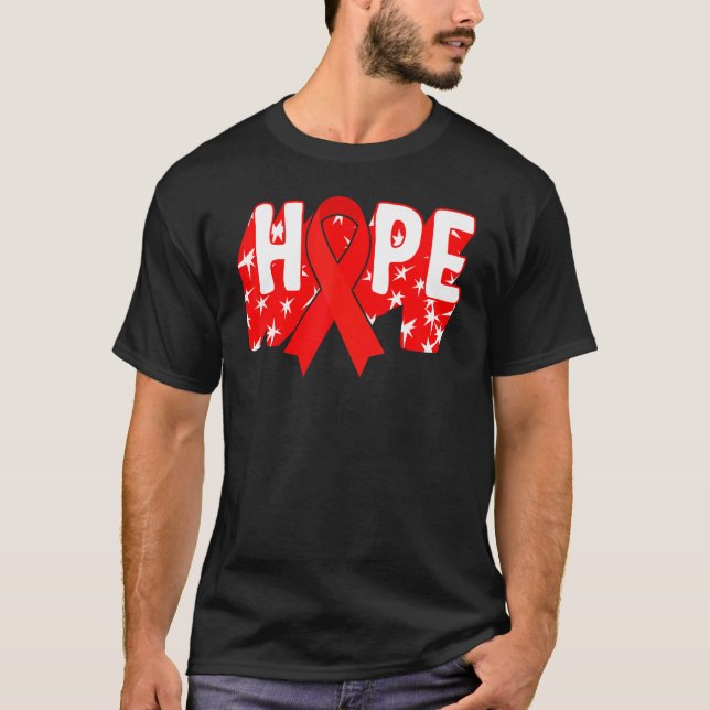 Hiv Aids Awareness Month Hope Red Ribbon Warrior S T-Shirt (Front)