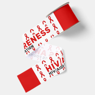 HIV/AIDS Awareness Pattern Ribbon Grosgrain Ribbon