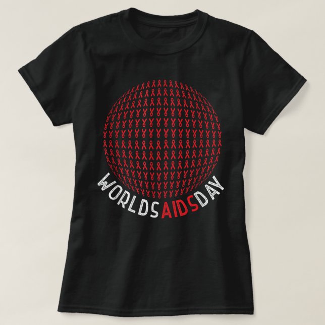 HIV Aids Awareness Red Ribbon World Aids Day T-Shirt (Design Front)