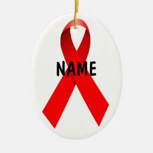 HIV AIDS Custom Christmas Ribbon Ceramic Tree Decoration