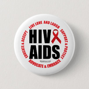 HIV/AIDS Live Love Laugh 6 Cm Round Badge