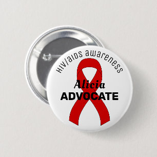 HIV/AIDS Ribbon White Button