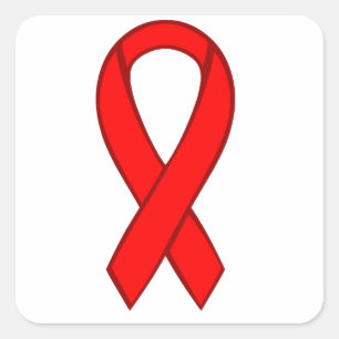 HIV and AIDS Red Awareness Ribbon Square Sticker