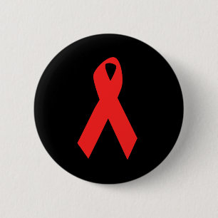 HIV AWARENESS / AIDS RIBBON 6 CM ROUND BADGE