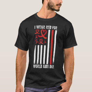 HIV Awareness Red Ribbon Men Women AIDS Fight USA  T-Shirt